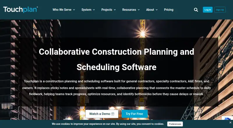 The Touchplan homepage