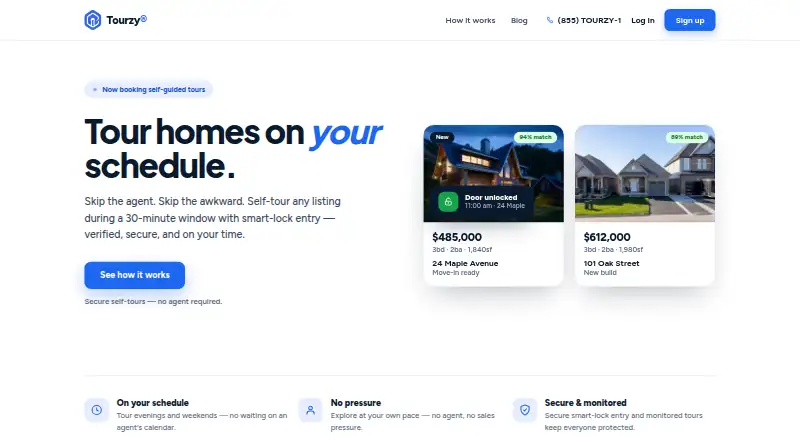 The Tourzy homepage