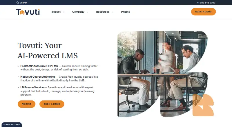 The Tovuti LMS homepage