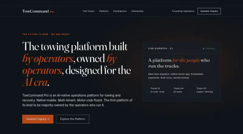 The TowCommand Pro homepage