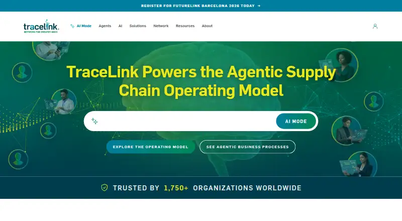 The TraceLink Digital Network Platform homepage