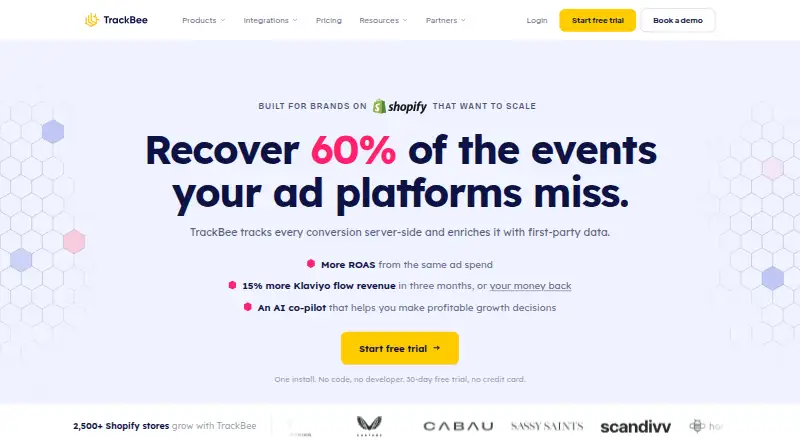 The TrackBee homepage