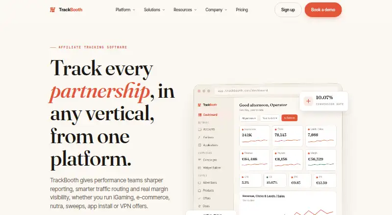The TrackBooth homepage
