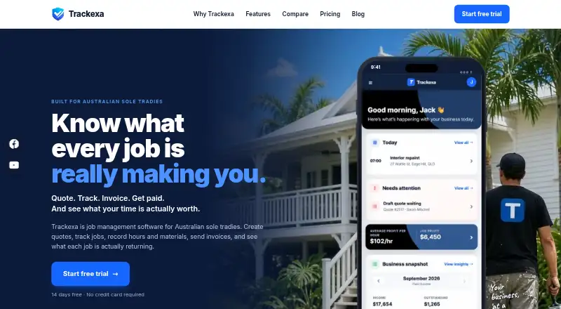 The Trackexa homepage