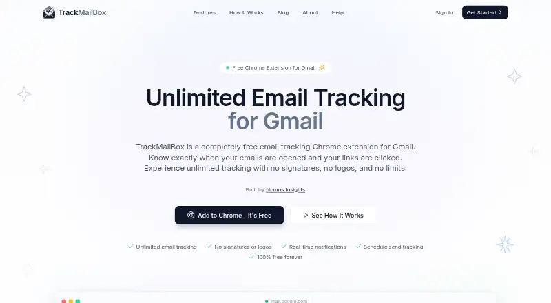 The TrackMailBox homepage