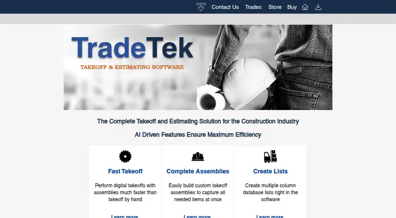 The TradeTek homepage