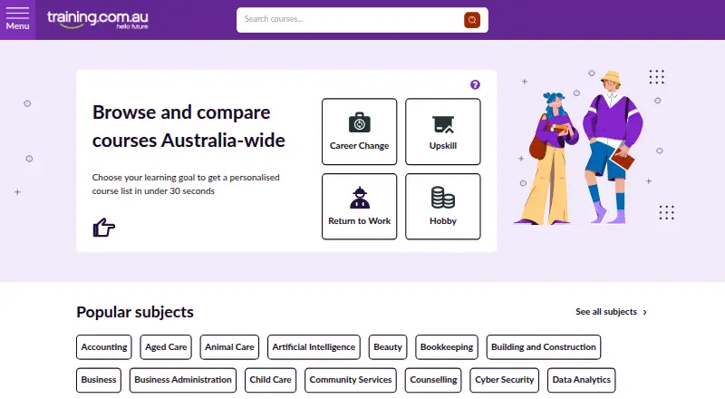 The Training.com.au homepage