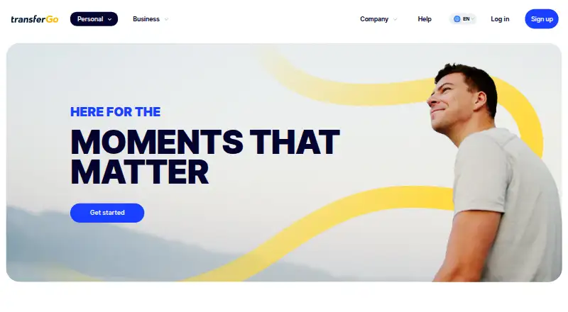 The TransferGo homepage