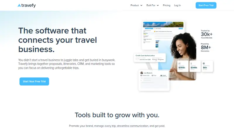 The Travefy homepage