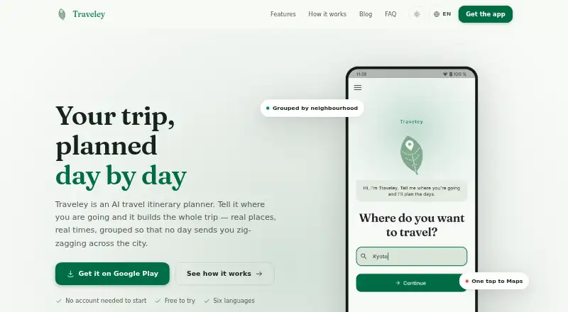 The Traveley homepage