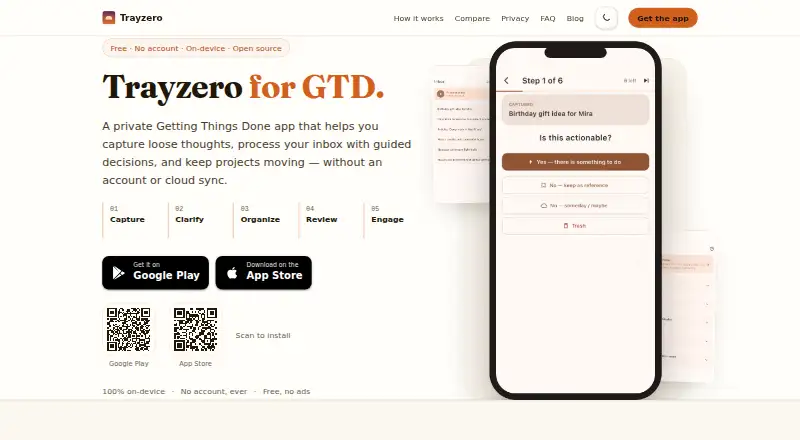 The Trayzero homepage