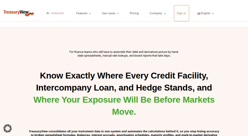 The TreasuryView homepage