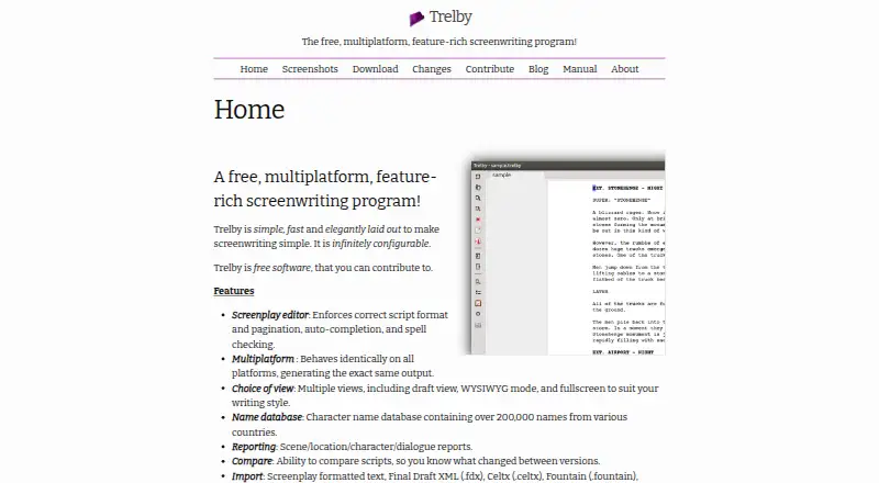 The Trelby homepage