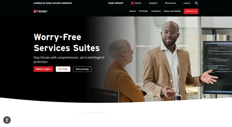 The Trend Micro Worry-Free Services homepage