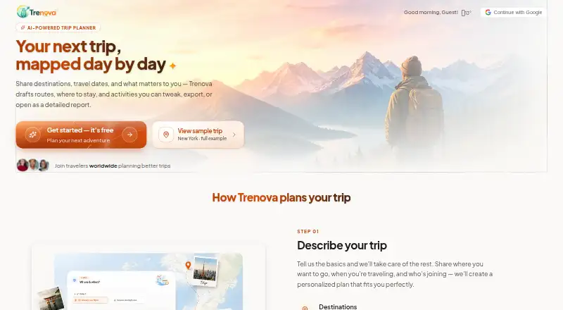 The Trenova homepage