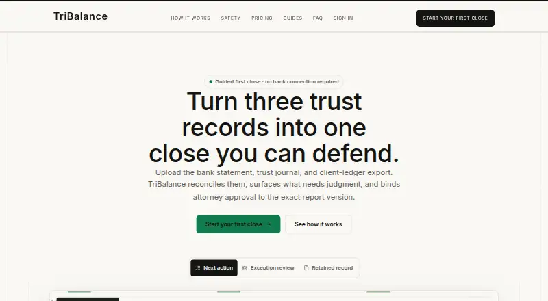 The TriBalance homepage