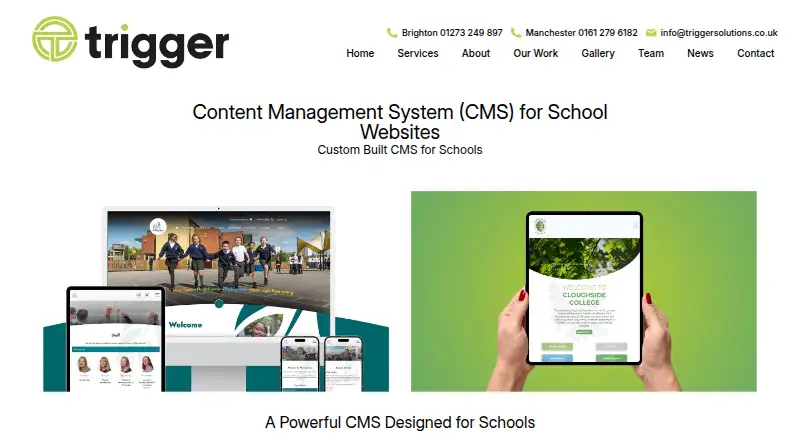 The Trigger Education CMS homepage