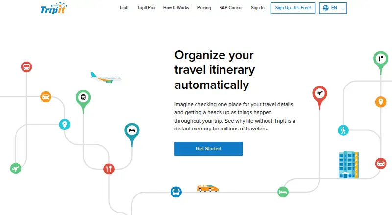 The TripIt homepage