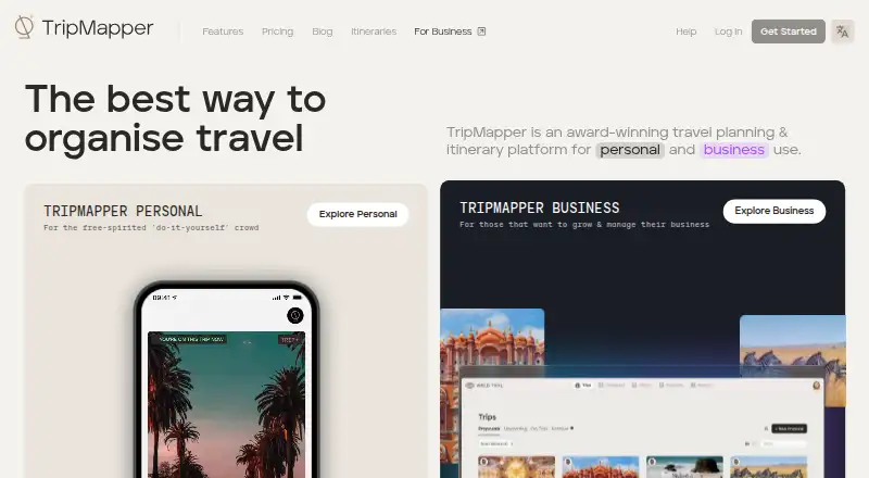 The TripMapper homepage