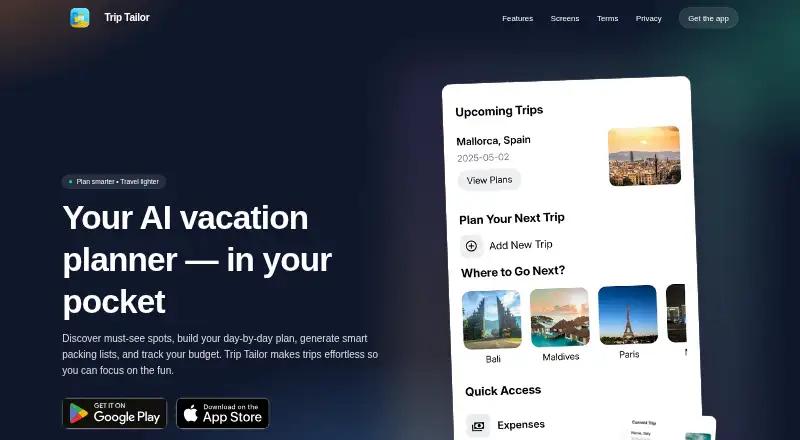 The Trip Tailor homepage