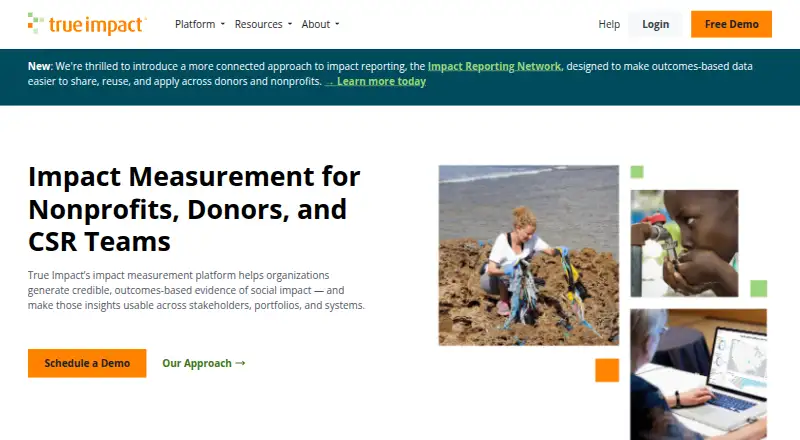 The True Impact homepage