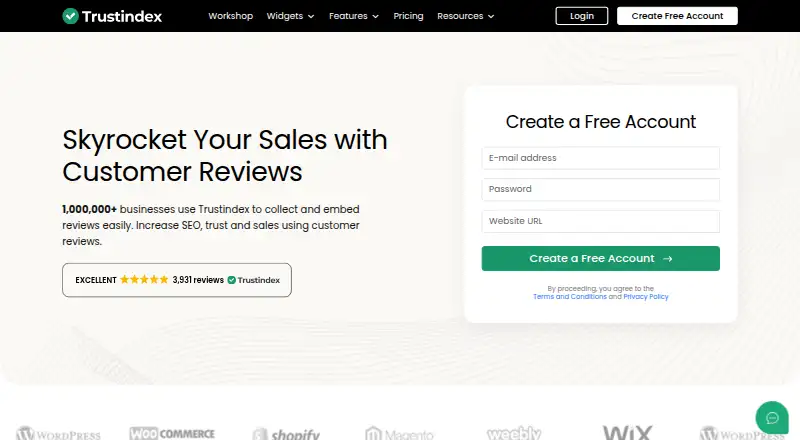 The Trustindex homepage