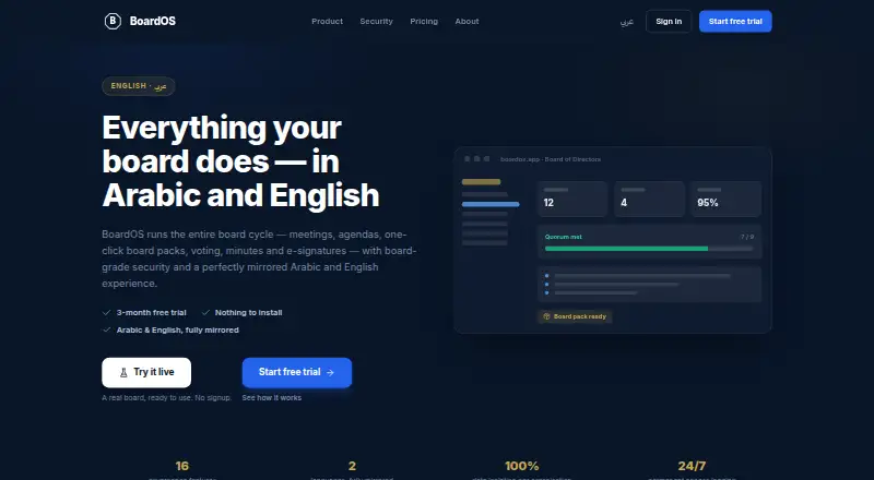The BoardOS homepage