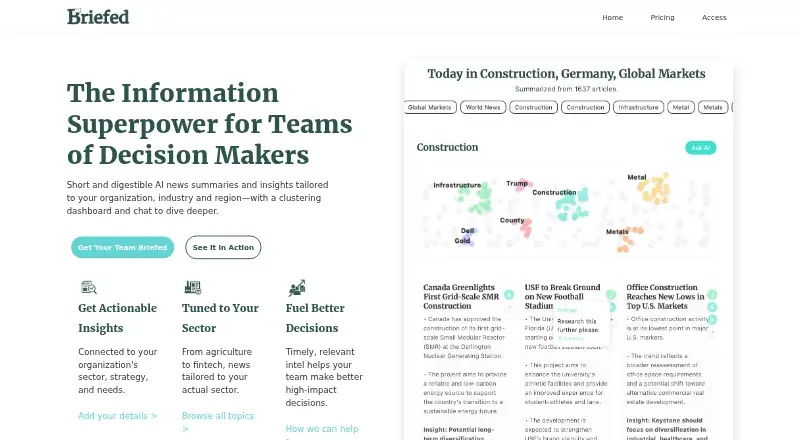The Briefed homepage
