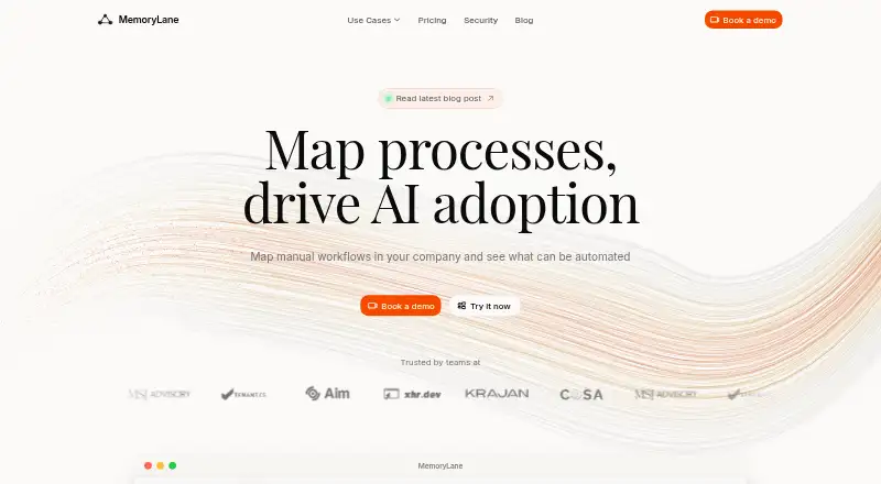 The MemoryLane homepage