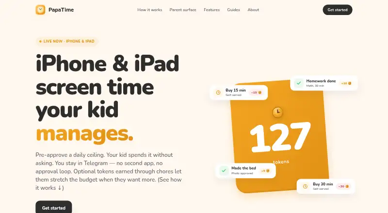 The PapaTime homepage