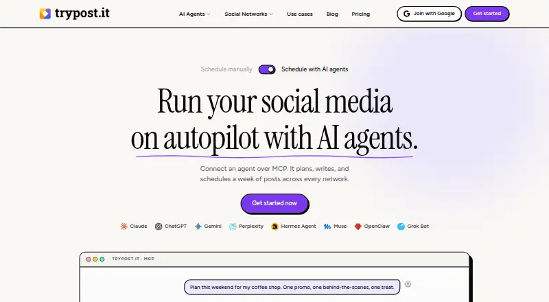 The TryPost homepage