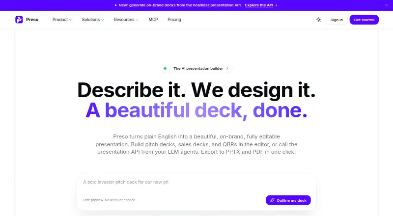 The Preso homepage