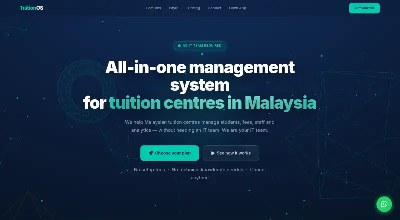 The TuitionOS homepage