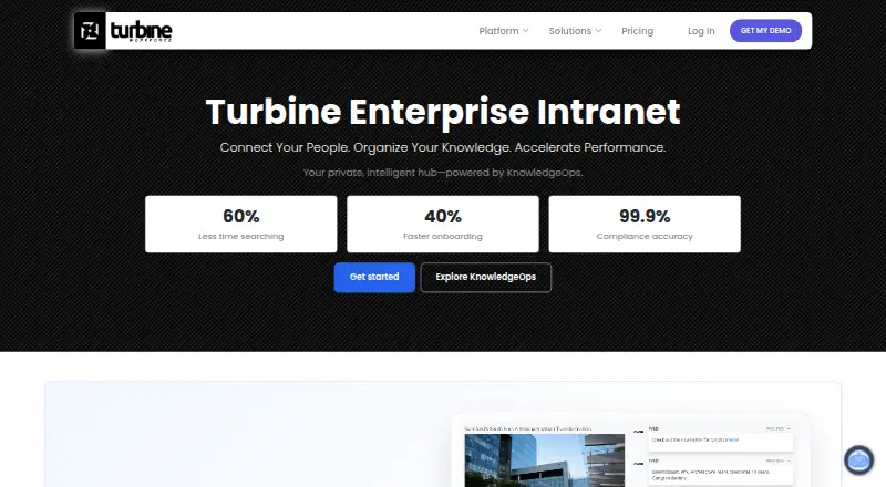 The Turbine Enterprise Intranet homepage