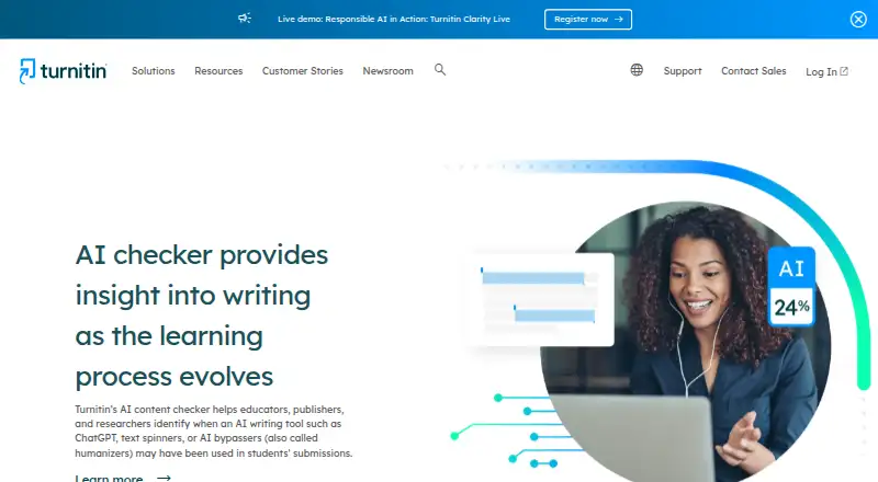 The Turnitin AI Writing Detection homepage