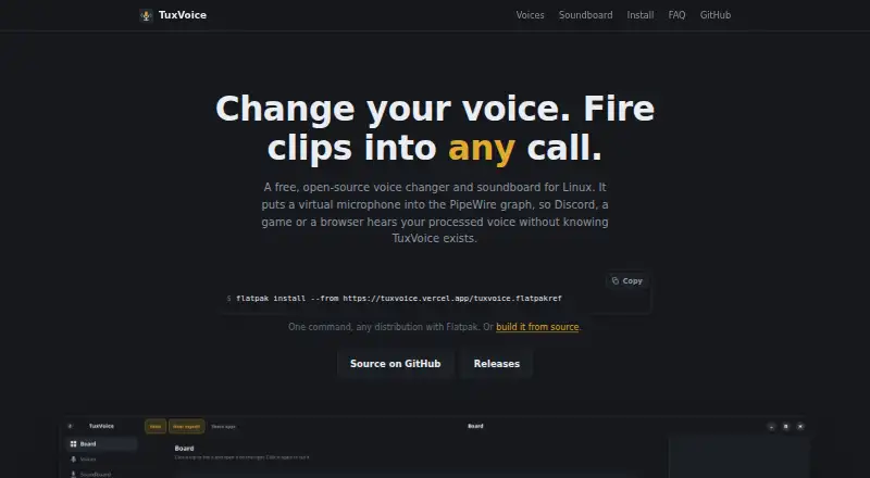 The TuxVoice homepage
