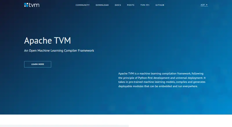 The Apache TVM homepage