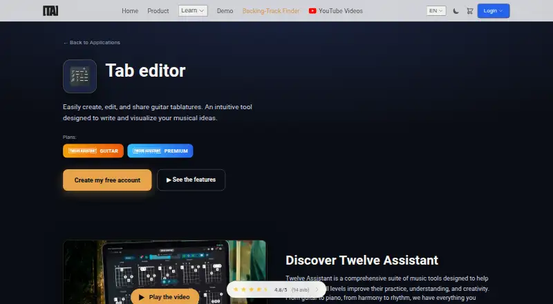 The Twelve Assistant Tab Editor homepage