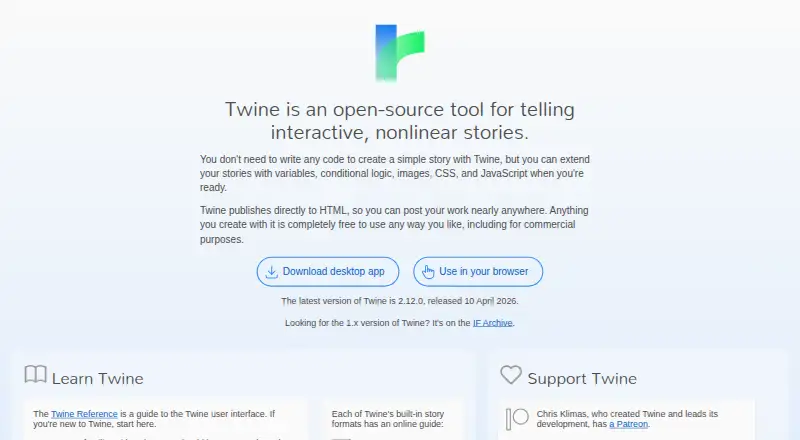 The Twine homepage
