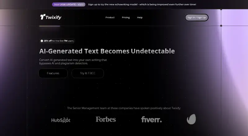 The Twixify homepage