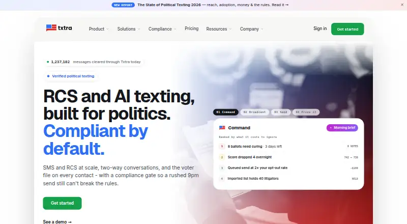 The Txtra homepage