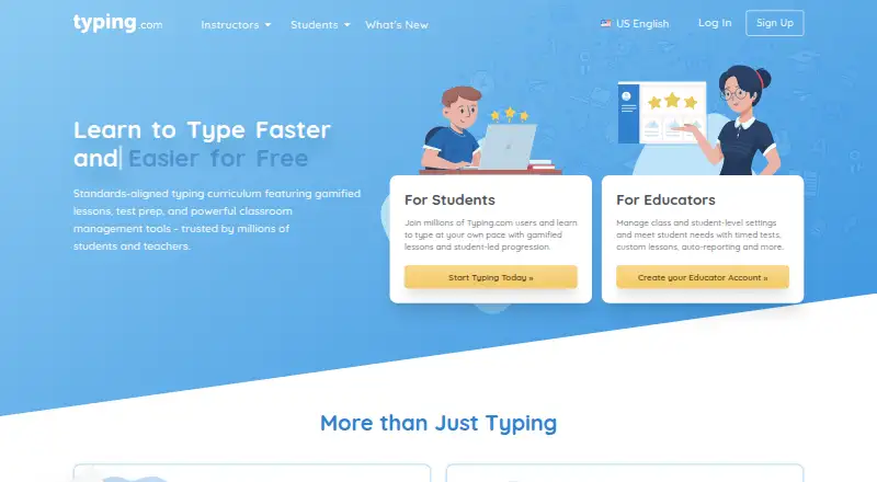 The Typing.com homepage