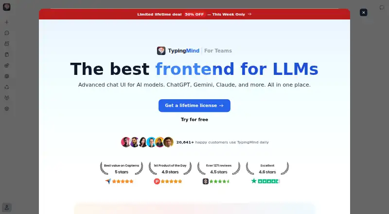The TypingMind homepage