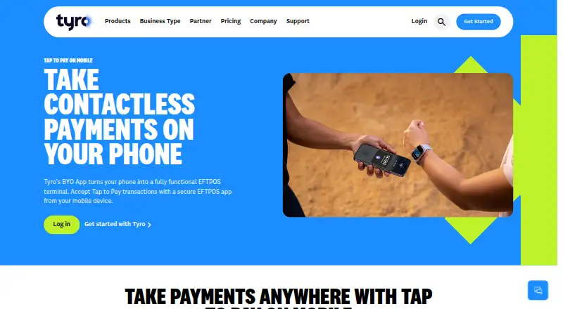 The Tyro BYO App homepage