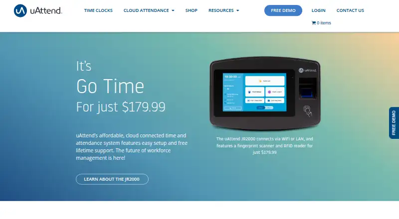 The uAttend homepage