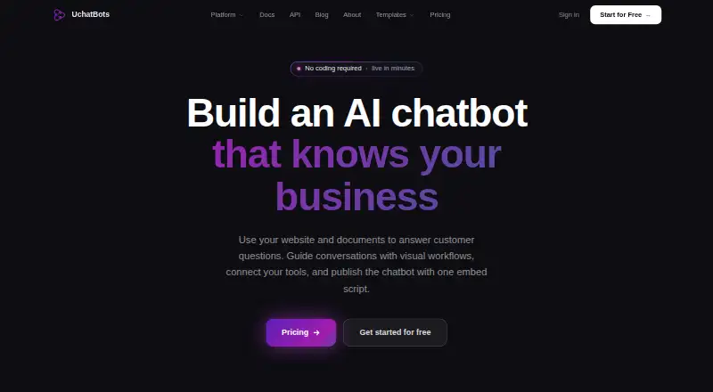 The UchatBots homepage