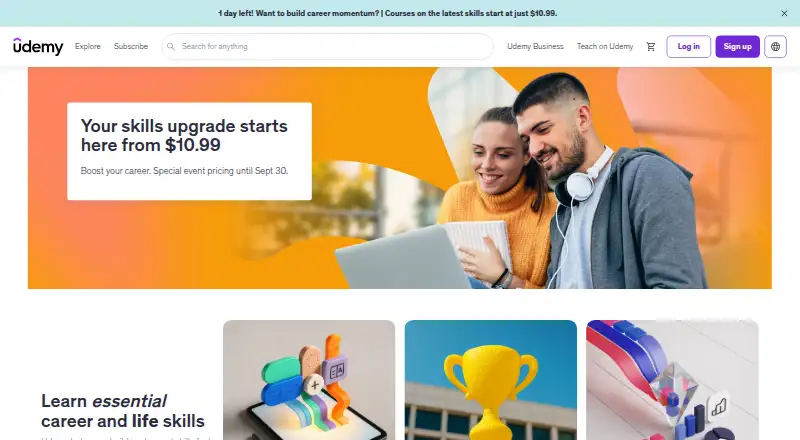 The Udemy homepage