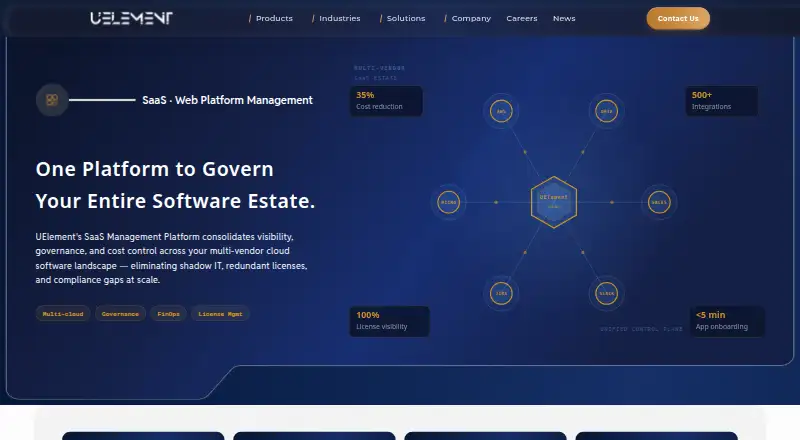 The UElement SaaS Management Platform homepage