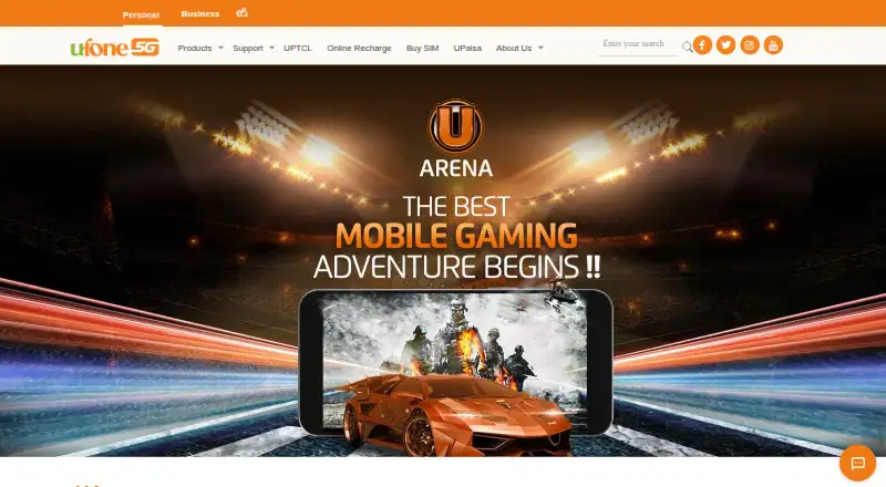 The UArena homepage