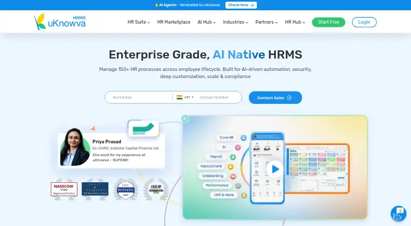 The uKnowva HRMS homepage